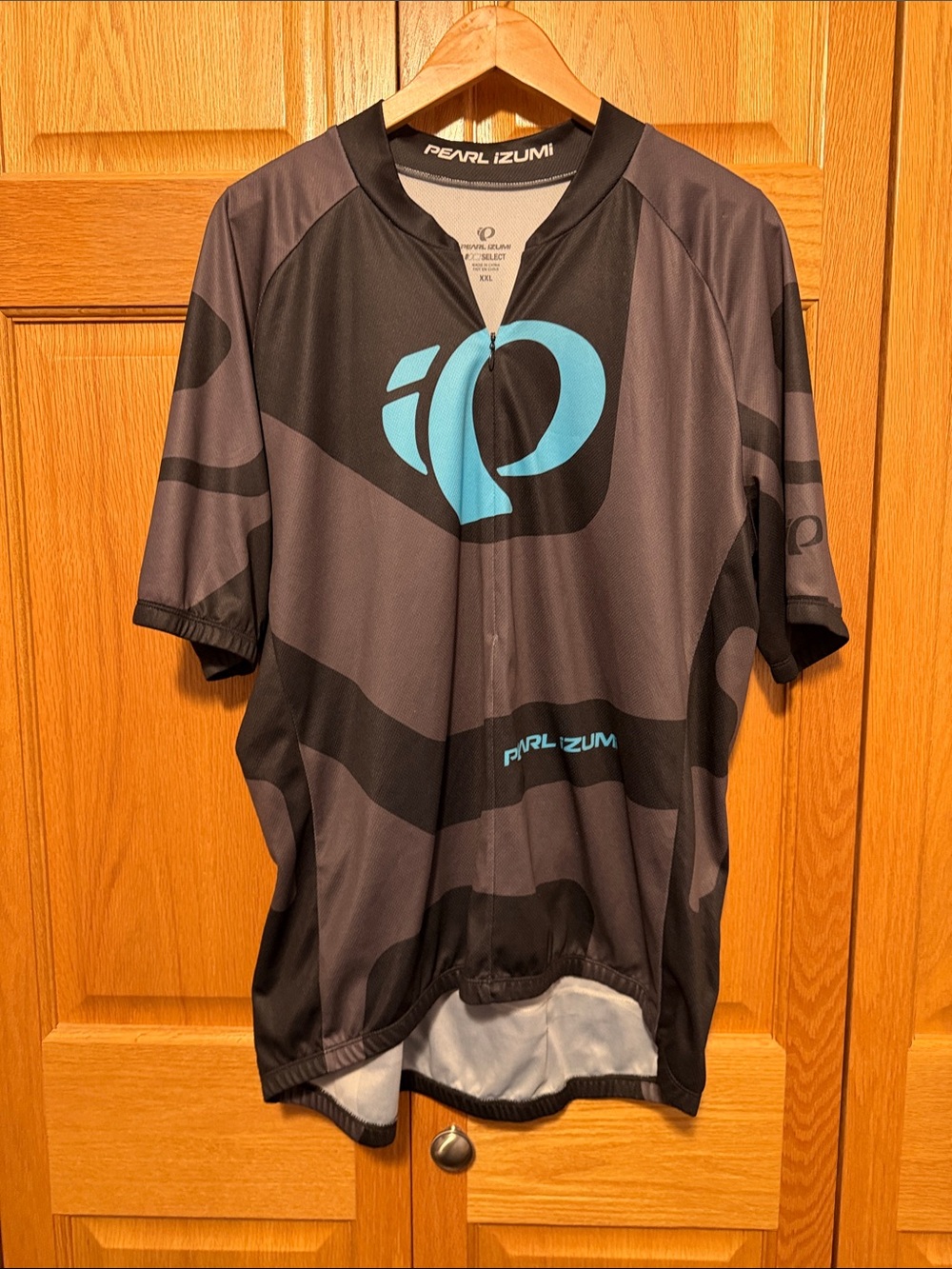 Pearl Izumi Select Black & Gray Cycling Jersey with Teal Logo size XXL